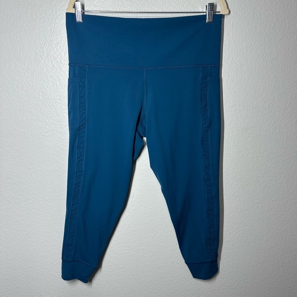 Athleta Salutation Stash II Ruch Craft 7/8 Leggings Women's 1X Blue Teal Workout - Picture 1 of 8